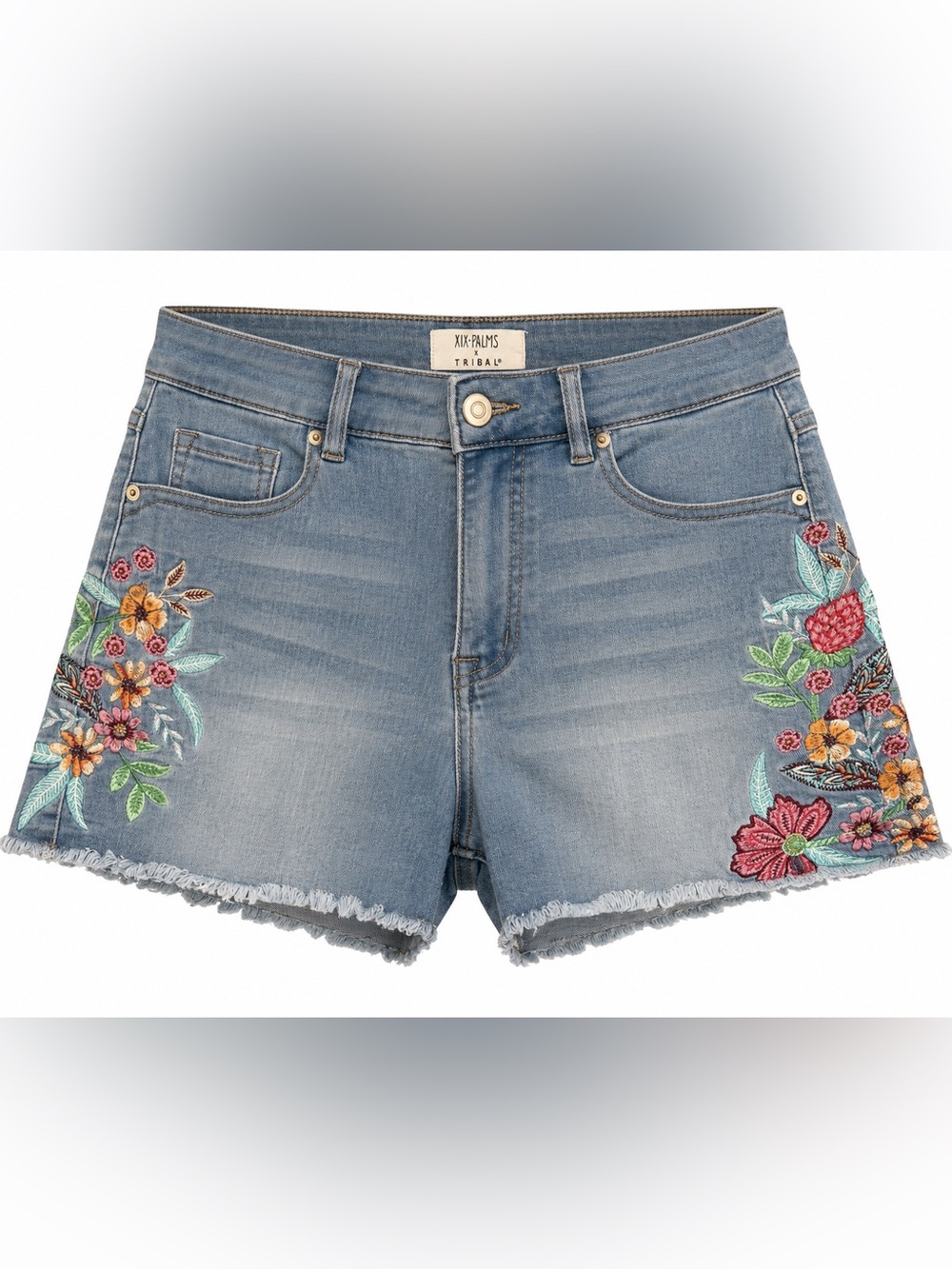 XIX Palms x Tribal Floral Embroidered Denim Shorts 8